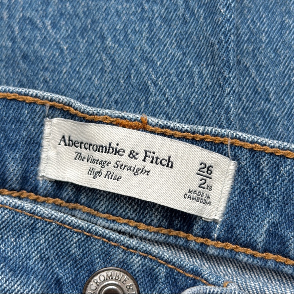 ABERCROMBIE & FITCH | VINTAGE STRAIGHT HIGH RISE DENIM JEANS 26 PETITE XS - Picture 5 of 7